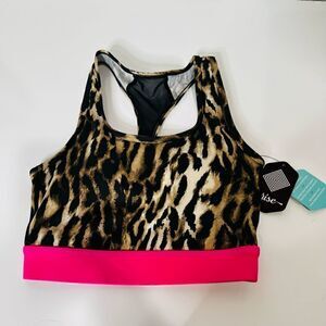Rise by LuLaRoe Invincible Animal Print Pink Mesh Racerback Sports Jog Bra
